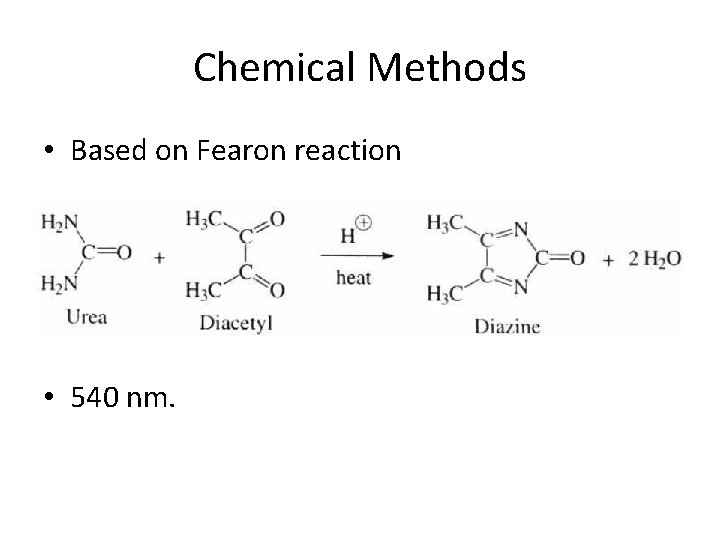 Chemical Methods • Based on Fearon reaction • 540 nm. 