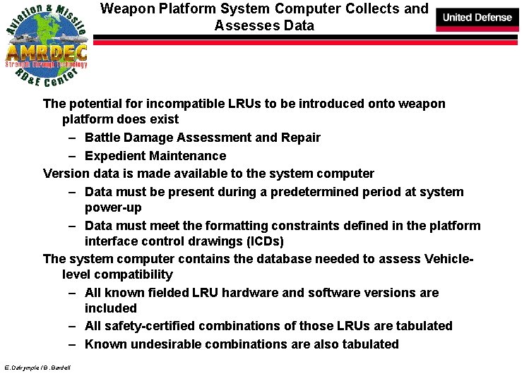 Weapon Platform System Computer Collects and Assesses Data The potential for incompatible LRUs to