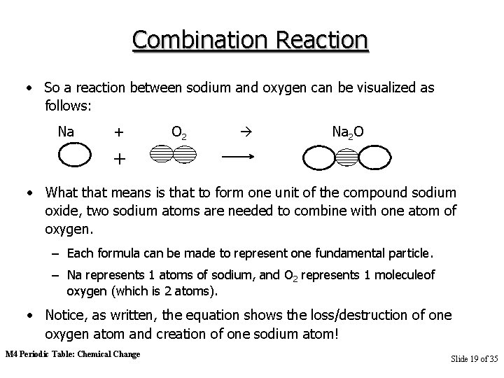 Combination Reaction • So a reaction between sodium and oxygen can be visualized as