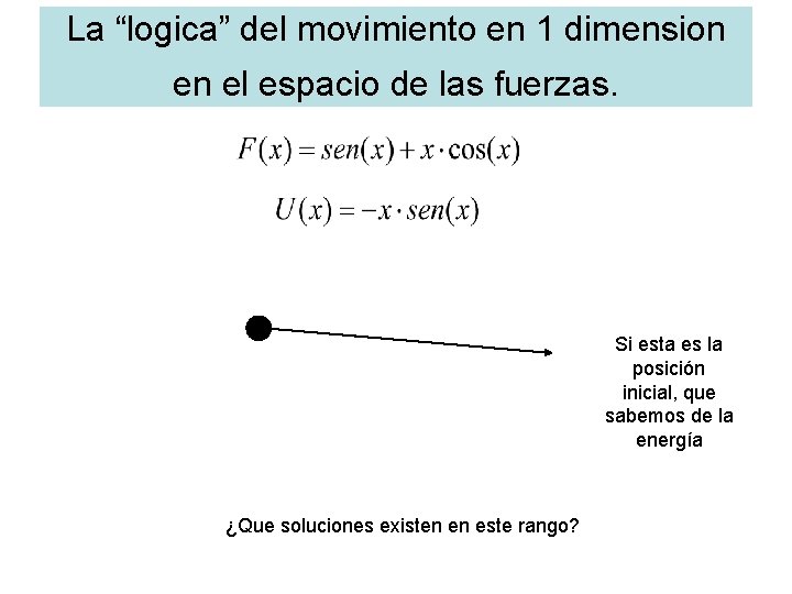 La “logica” del movimiento en 1 dimension en el espacio de las fuerzas. Si