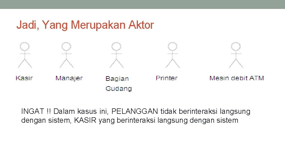 Jadi, Yang Merupakan Aktor INGAT !! Dalam kasus ini, PELANGGAN tidak berinteraksi langsung dengan
