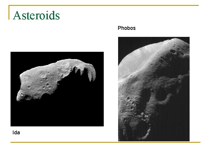 Asteroids Phobos Ida 