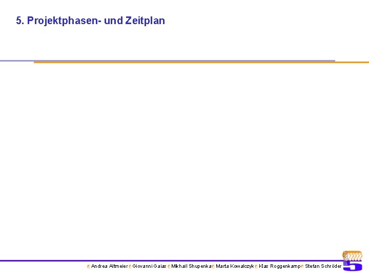 5. Projektphasen- und Zeitplan Andrea Altmeier. Giovanni Gaias. Mikhail Shupenka. Marta Kowalczyk. Klas Roggenkamp.