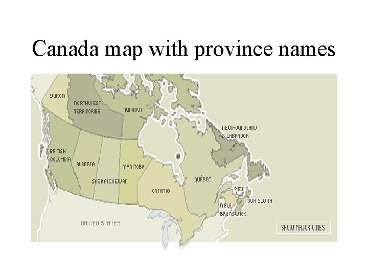 Canada map with province names 