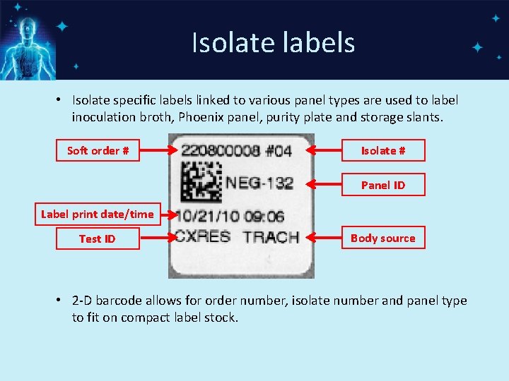 Isolate labels • Isolate specific labels linked to various panel types are used to