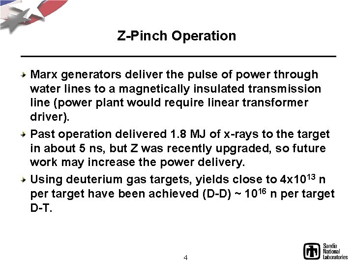 Z-Pinch Operation Marx generators deliver the pulse of power through water lines to a
