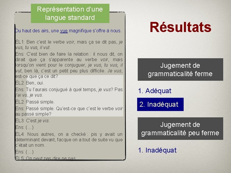 Représentation d’une langue standard Du haut des airs, une vue magnifique s’offre à nous.