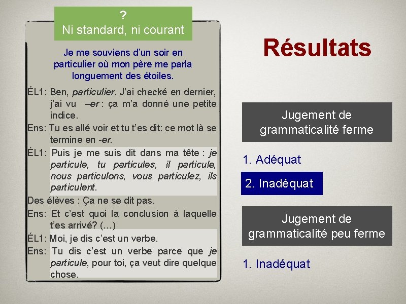 ? Ni standard, ni courant Je me souviens d’un soir en particulier où mon