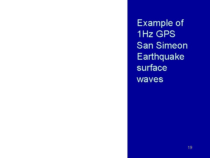 Example of 1 Hz GPS San Simeon Earthquake surface waves 09/24/2008 Unavco Track Intro