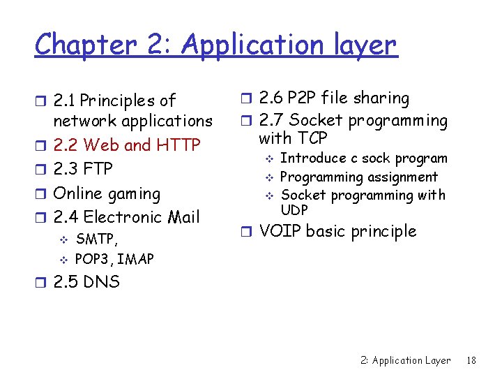 Chapter 2: Application layer r 2. 1 Principles of r r network applications 2.