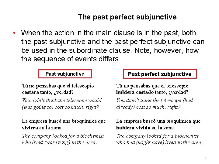 8. 2 The past perfect subjunctive • When the action in the main clause