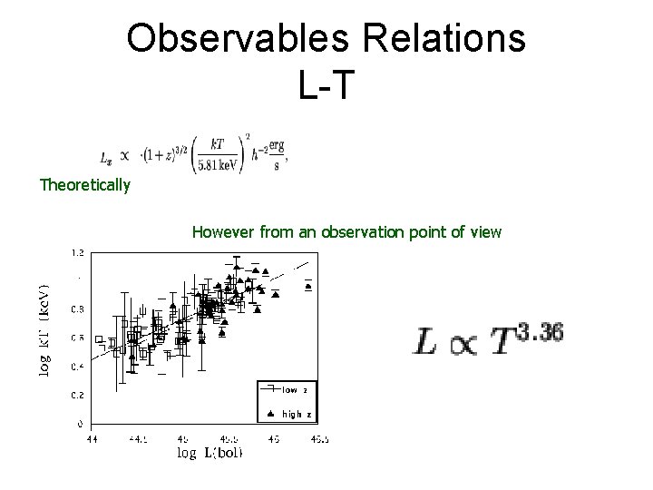 Observables Relations L-T Theoretically However from an observation point of view 