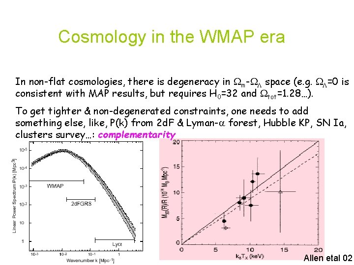 Cosmology in the WMAP era In non-flat cosmologies, there is degeneracy in m- space