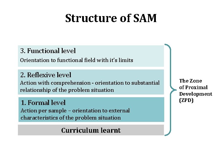 Structure of SAM 3. Functional level Orientation to functional field with it’s limits 2.