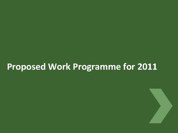 Proposed Work Programme for 2011 