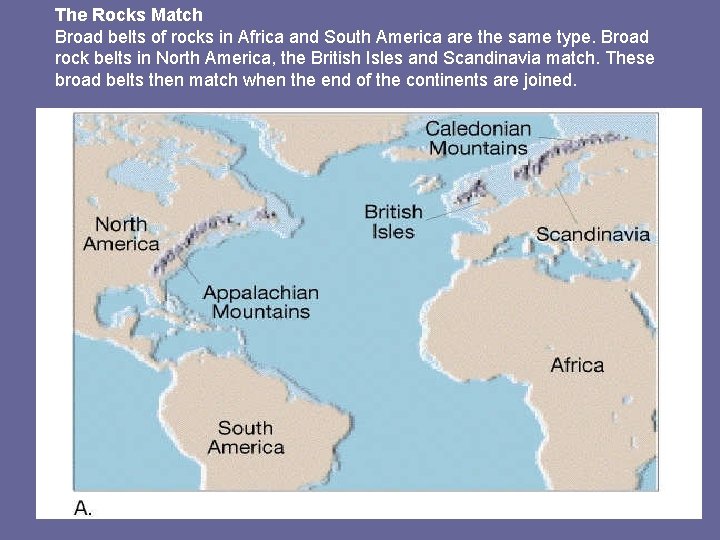 The Rocks Match Broad belts of rocks in Africa and South America are the