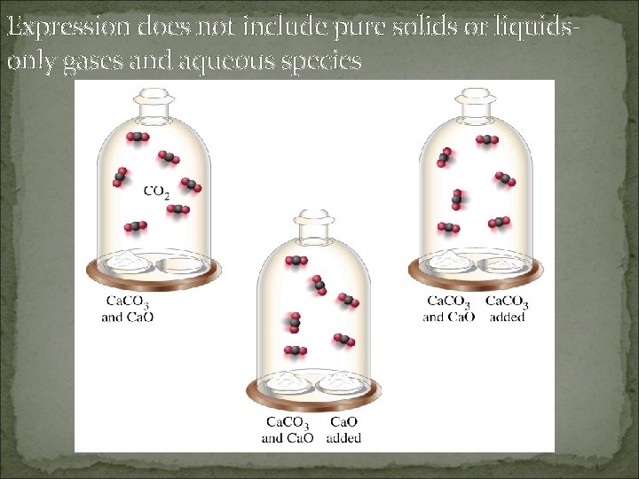 Expression does not include pure solids or liquidsonly gases and aqueous species  Expression does not include pure solids or liquidsonly gases and aqueous species