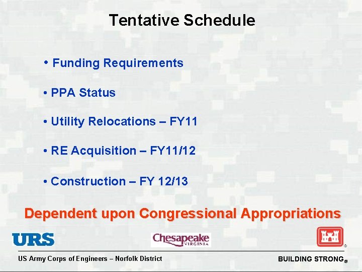 Tentative Schedule • Funding Requirements • PPA Status • Utility Relocations – FY 11