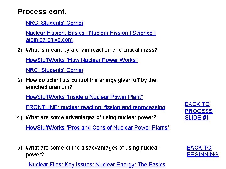 Process cont. NRC: Students' Corner Nuclear Fission: Basics | Nuclear Fission | Science |