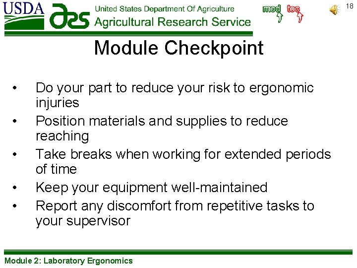 18 Module Checkpoint • • • Do your part to reduce your risk to