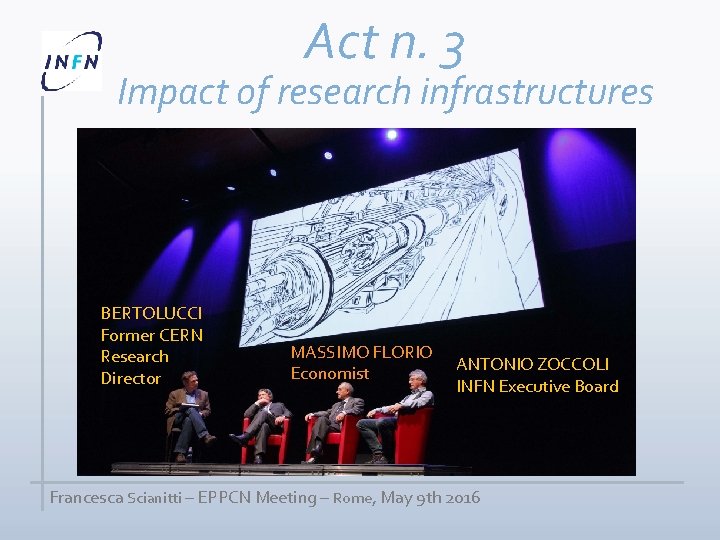 Act n. 3 Impact of research infrastructures BERTOLUCCI Former CERN Research Director MASSIMO FLORIO