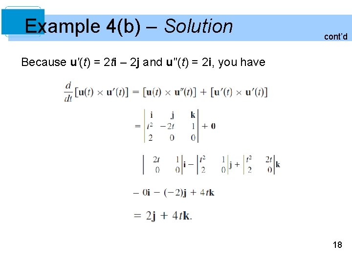 Example 4(b) – Solution cont’d Because u′(t) = 2 ti – 2 j and