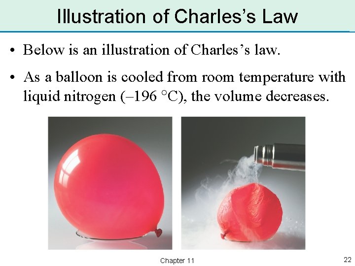 Illustration of Charles’s Law • Below is an illustration of Charles’s law. • As