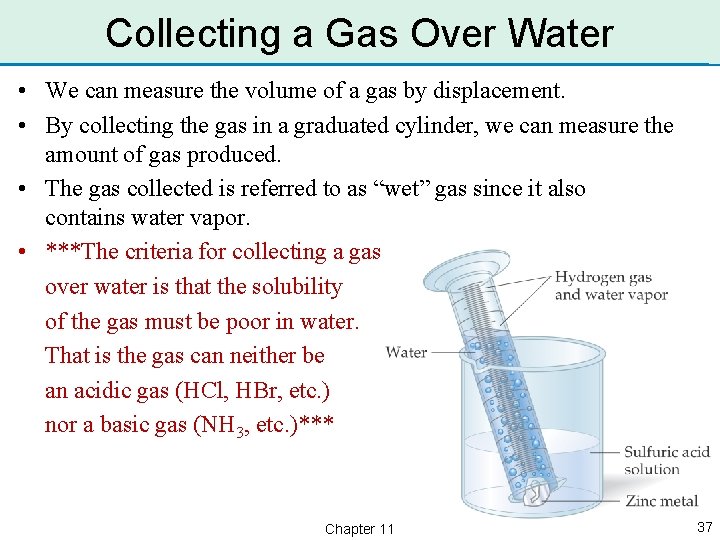 Collecting a Gas Over Water • We can measure the volume of a gas