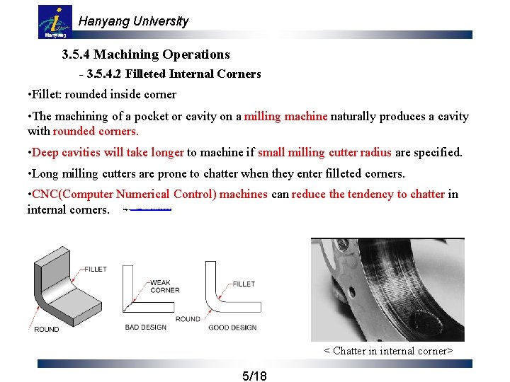 Hanyang University 3. 5. 4 Machining Operations - 3. 5. 4. 2 Filleted Internal