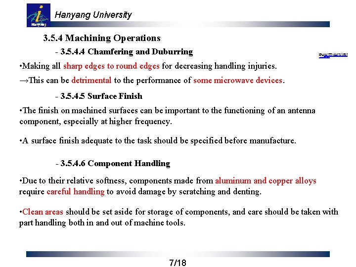 Hanyang University 3. 5. 4 Machining Operations - 3. 5. 4. 4 Chamfering and