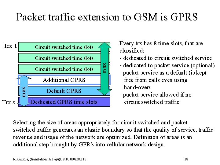 Packet traffic extension to GSM is GPRS Trx 1 Circuit switched time slots max
