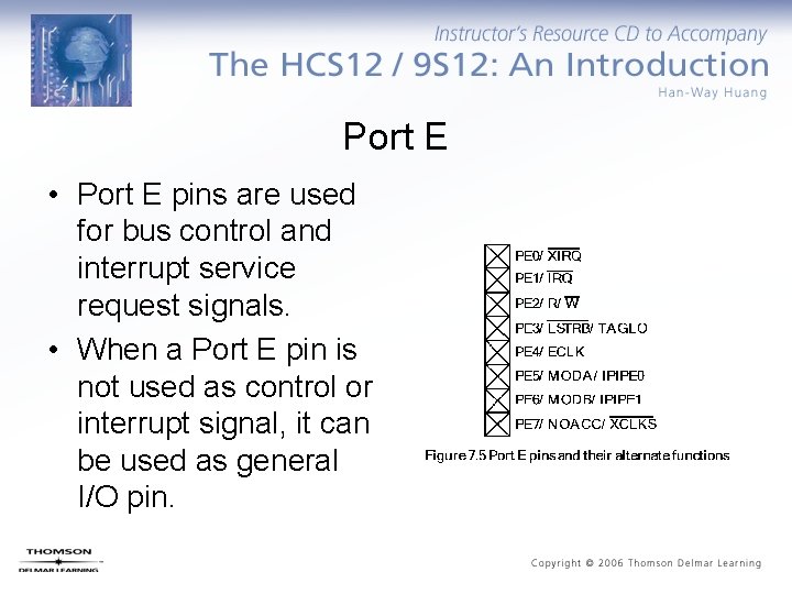 Port E • Port E pins are used for bus control and interrupt service