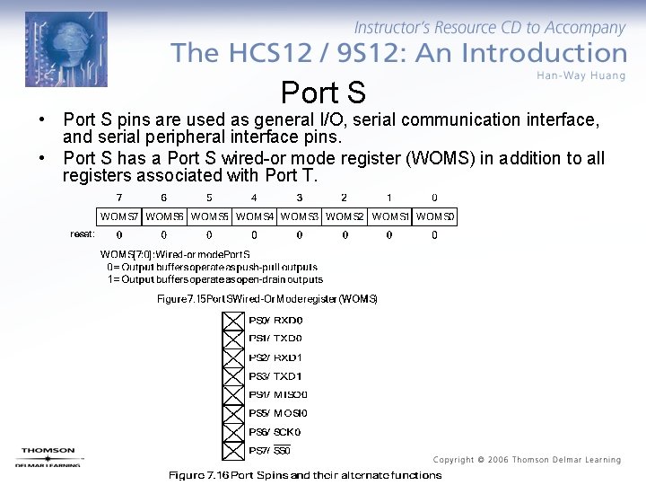 Port S • Port S pins are used as general I/O, serial communication interface,