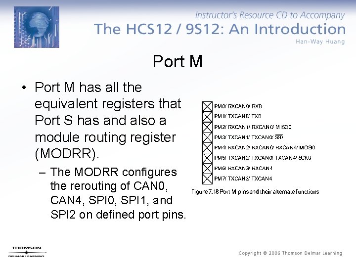 Port M • Port M has all the equivalent registers that Port S has