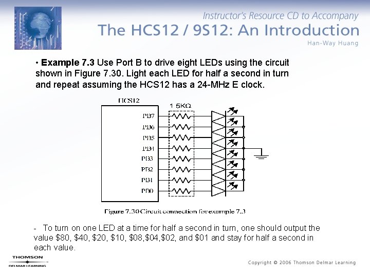  • Example 7. 3 Use Port B to drive eight LEDs using the