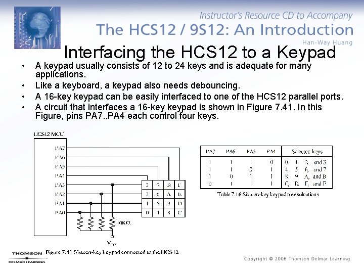  • • Interfacing the HCS 12 to a Keypad A keypad usually consists
