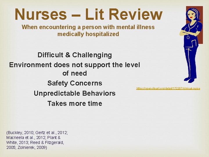 Nurses – Lit Review When encountering a person with mental illness medically hospitalized Difficult