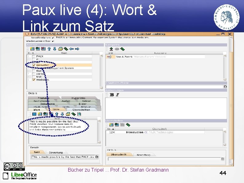 Paux live (4): Wort & Link zum Satz Bücher zu Tripel. . . Prof.