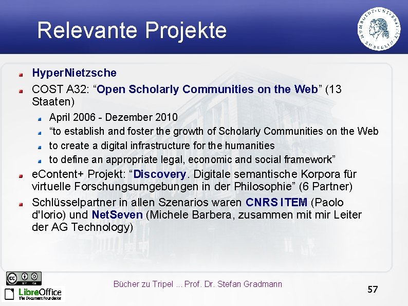 Relevante Projekte Hyper. Nietzsche COST A 32: “Open Scholarly Communities on the Web” (13