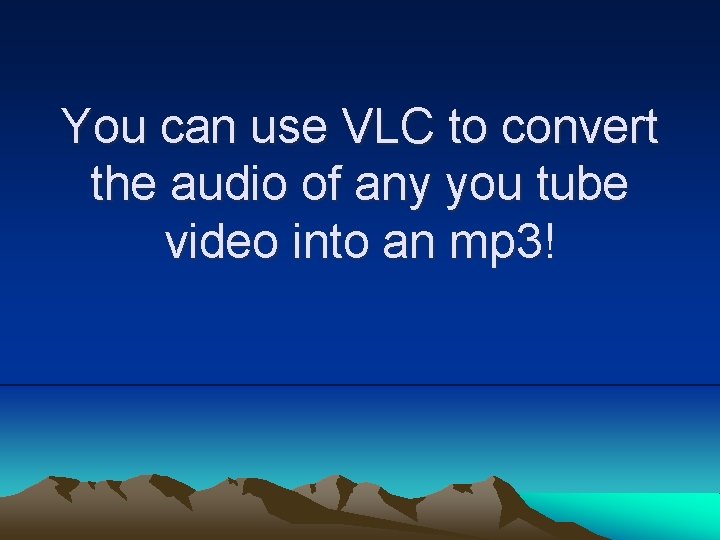 You can use VLC to convert the audio of any you tube video into