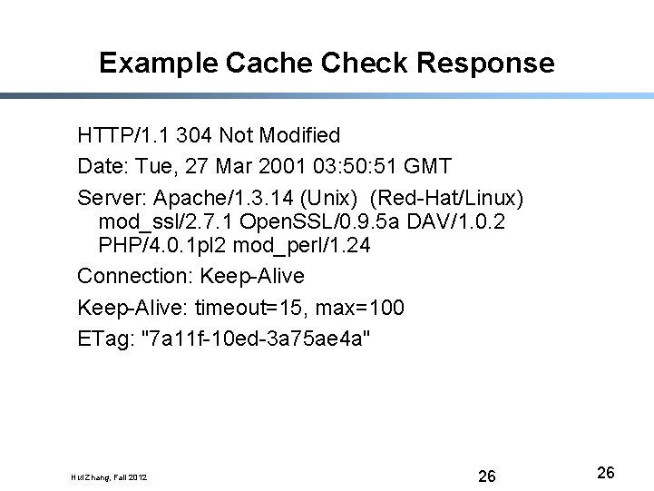 Example Cache Check Response HTTP/1. 1 304 Not Modified Date: Tue, 27 Mar 2001