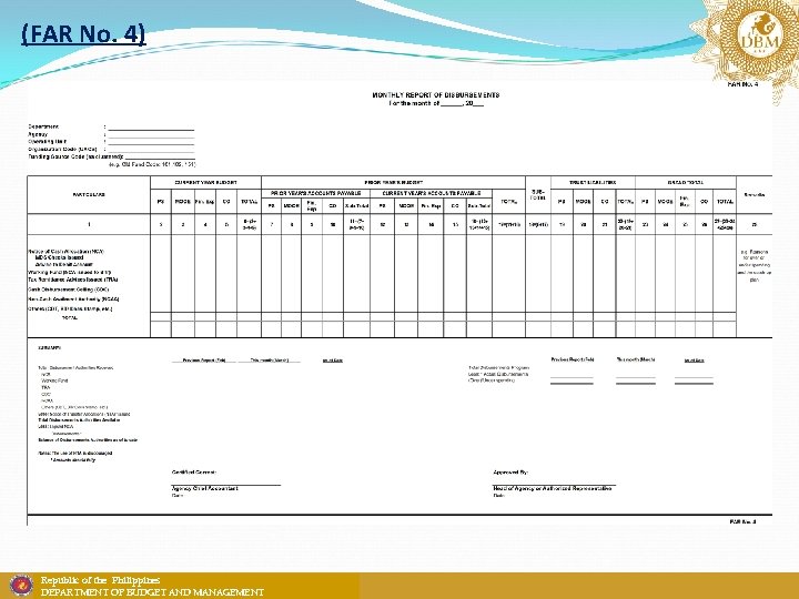 (FAR No. 4) Republic of the Philippines DEPARTMENT OF BUDGET AND MANAGEMENT 