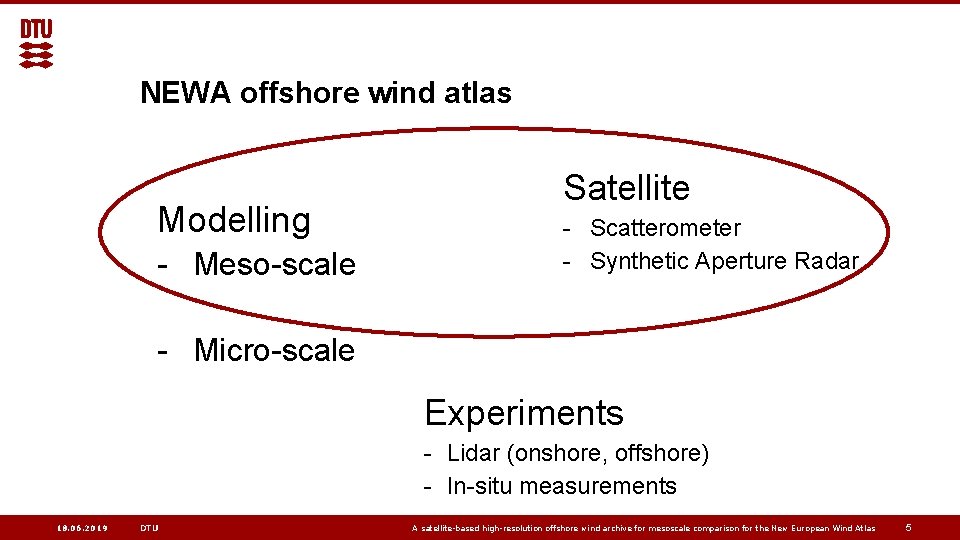 NEWA offshore wind atlas Modelling - Meso-scale Satellite - Scatterometer - Synthetic Aperture Radar
