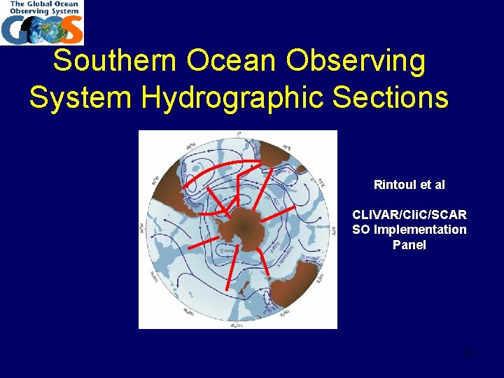 Southern Ocean Observing System Hydrographic Sections Rintoul et al CLIVAR/Cli. C/SCAR SO Implementation Panel