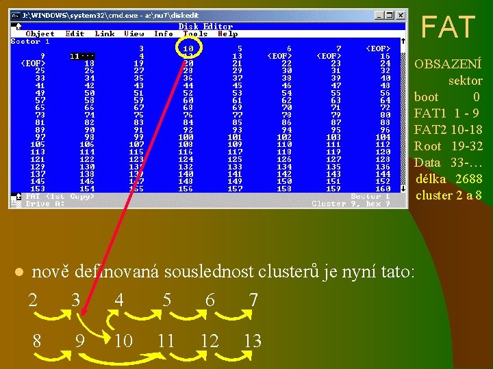 FAT OBSAZENÍ sektor boot 0 FAT 1 1 - 9 FAT 2 10 -18