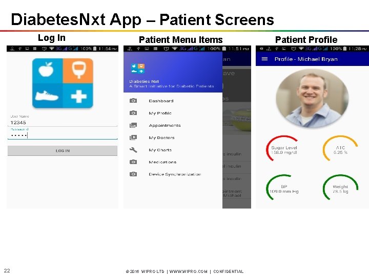 Diabetes. Nxt App – Patient Screens Log In 22 Patient Menu Items © 2016