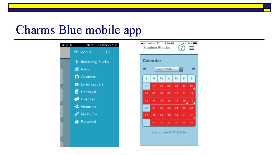 Charms Blue mobile app 