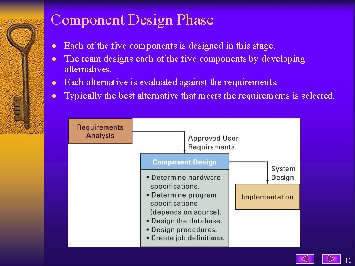 Component Design Phase ¨ Each of the five components is designed in this stage.