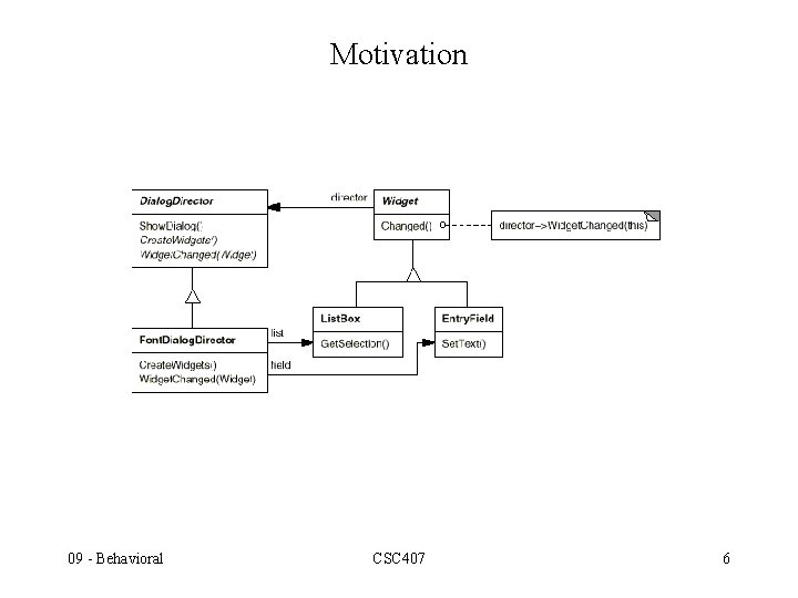 Motivation 09 - Behavioral CSC 407 6 Motivation 09 - Behavioral CSC 407 6