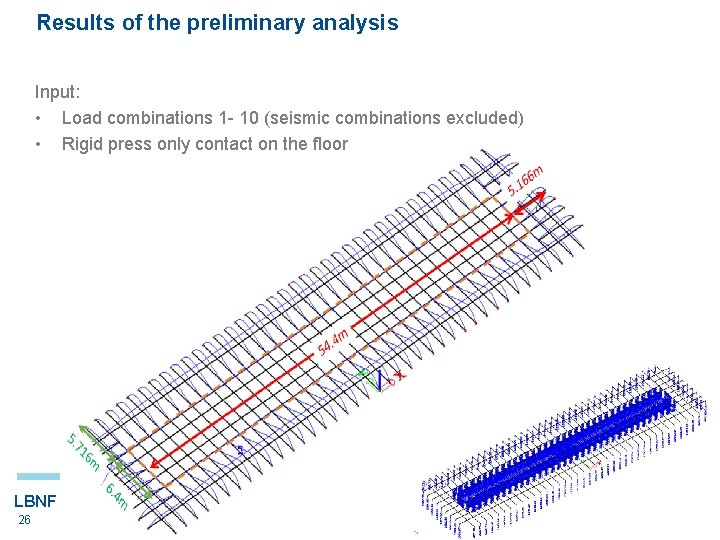 Results of the preliminary analysis Input: • Load combinations 1 - 10 (seismic combinations